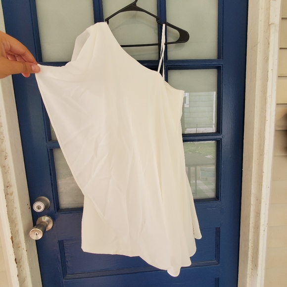 White One-Shoulder Cocktail Dress - Picture 2 of 8